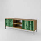 NATURAL GREEN 2-Door TV Stand in Oak Effect