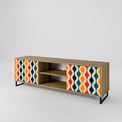 COLORFUL NOSTALGIA 2-Door TV Stand in Oak Effect