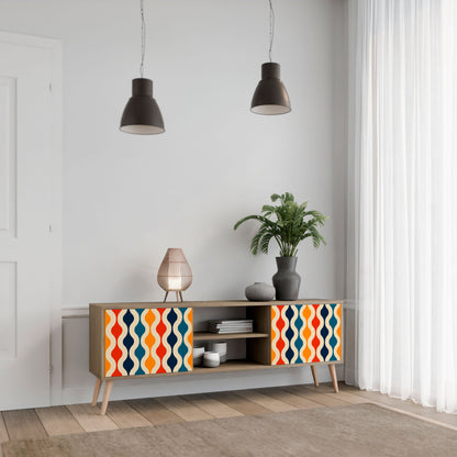 COLORFUL NOSTALGIA 2-Door TV Stand in Oak Effect
