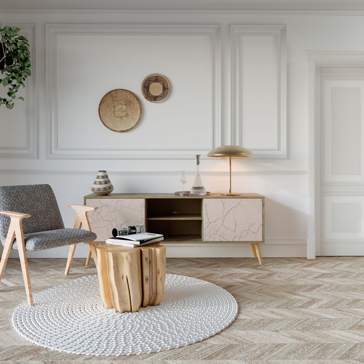 CERAMIC TEXTURE TV-bänk med två dörrar