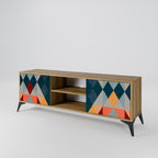 CRACKED ILLUSION 2-Door TV Stand in Oak Effect