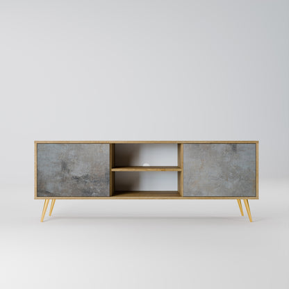 CONCRETE WALL 2-Door TV Stand in Oak Effect