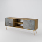 CONCRETE WALL 2-Door TV Stand in Oak Effect