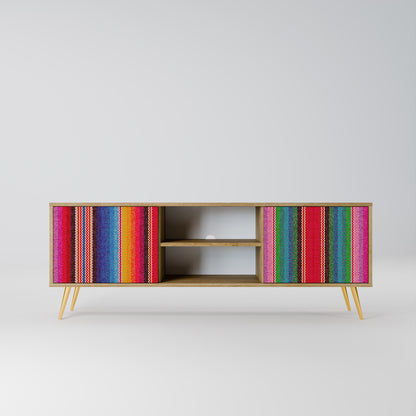 ETHNIC MEXICAN 2-Door TV Stand in Oak Effect