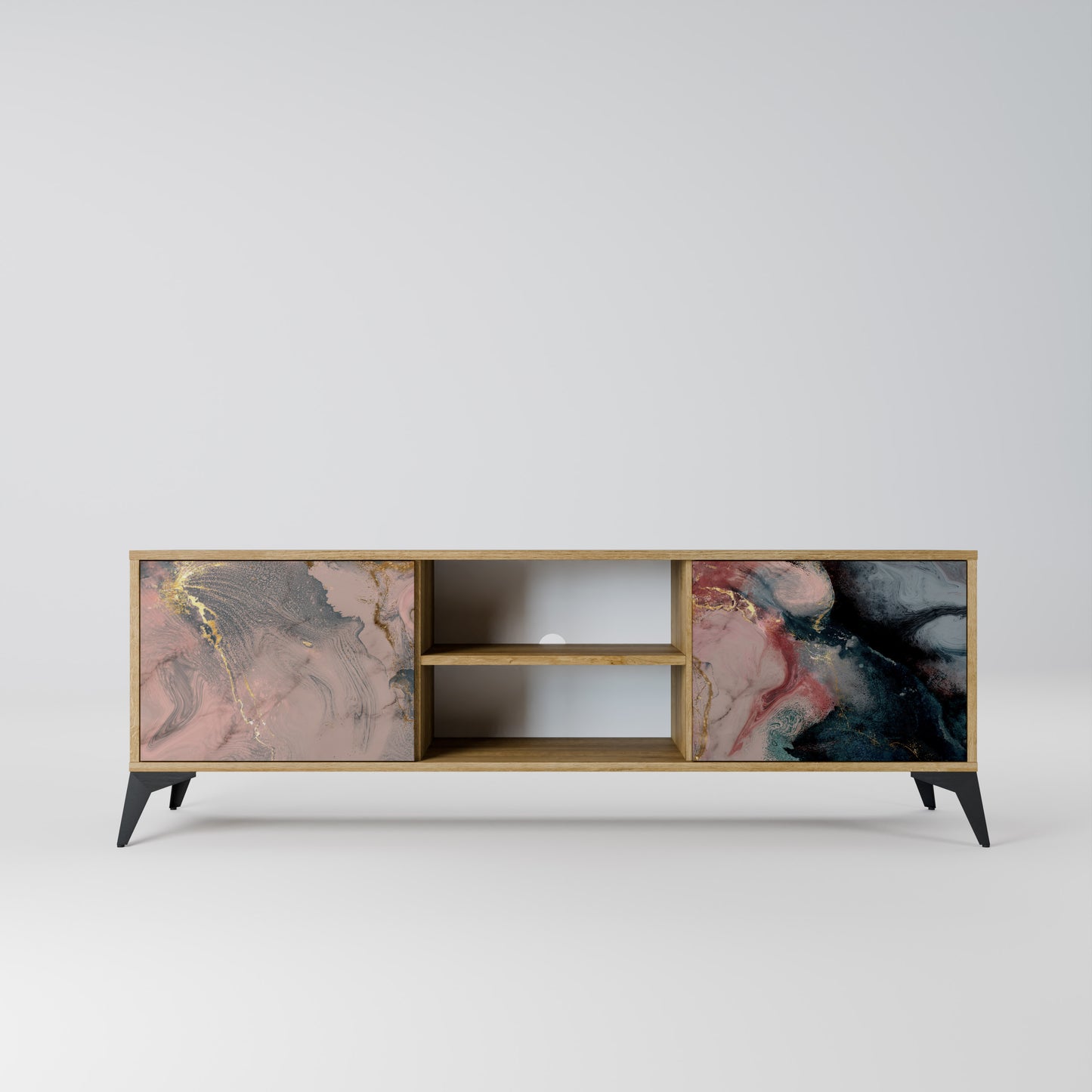 GILDED SWIRLS 2-Door TV Stand in Oak Effect