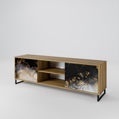 MARBLE OF TOMMORROW 2-Door TV Stand in Oak Effect