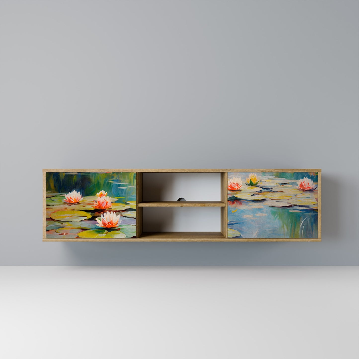 BLOOMING WATERS 2-Door TV Stand in Oak Effect