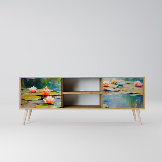 BLOOMING WATERS 2-Door TV Stand in Oak Effect