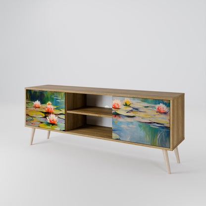 BLOOMING WATERS 2-Door TV Stand in Oak Effect