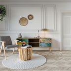 BLOOMING WATERS 2-Door TV Stand in Oak Effect