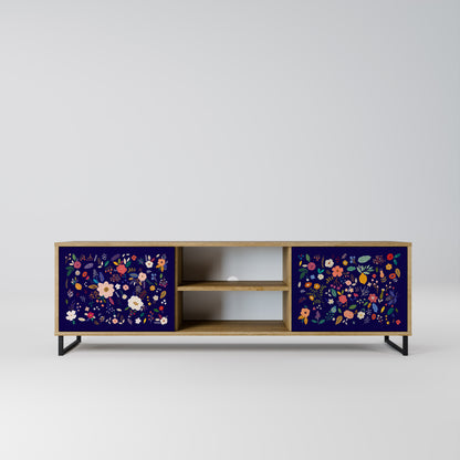 FLORAL COMBINATION 2-Door TV Stand in Oak Effect
