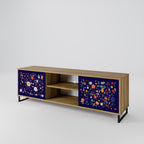 FLORAL COMBINATION 2-Door TV Stand in Oak Effect