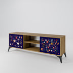 FLORAL COMBINATION 2-Door TV Stand in Oak Effect