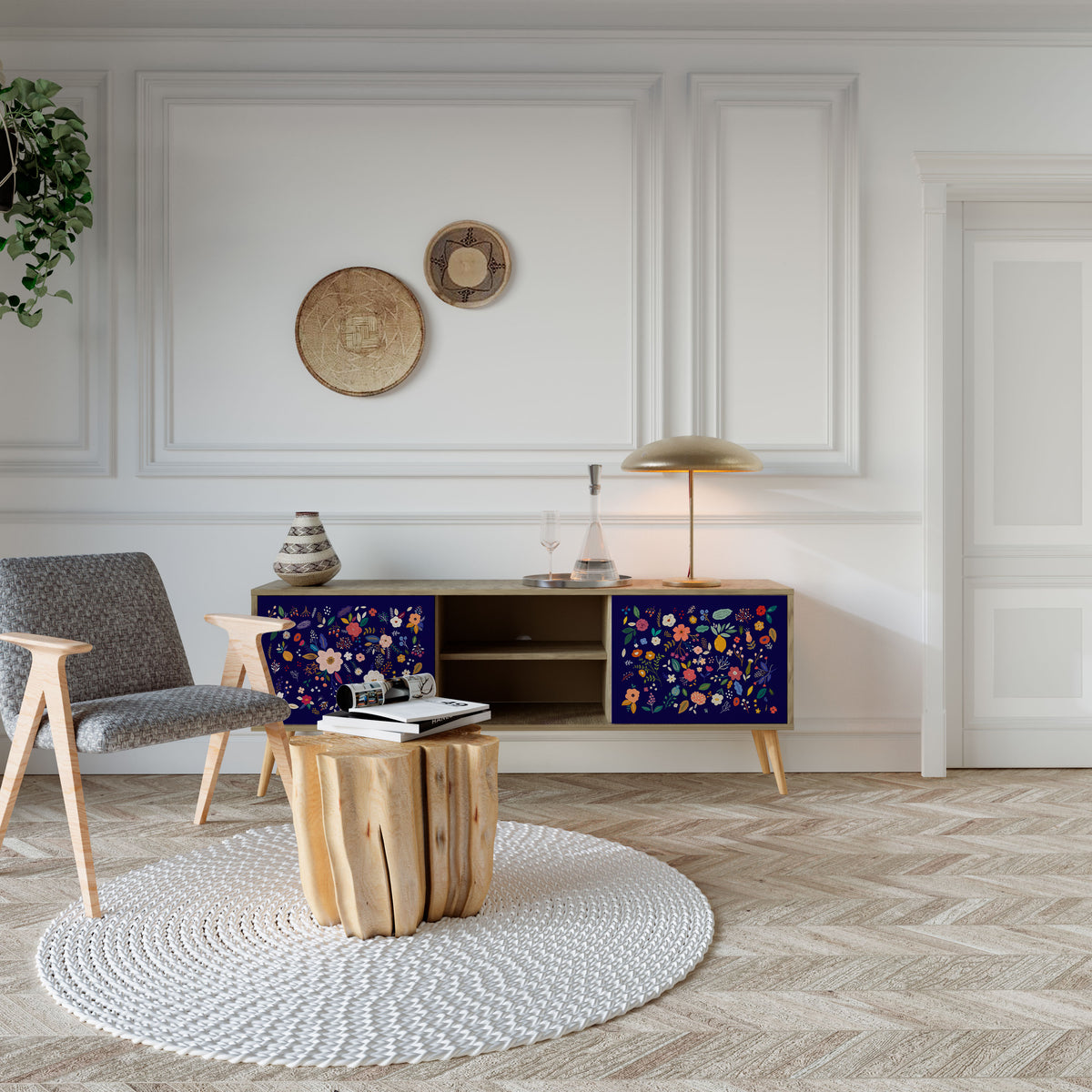 FLORAL COMBINATION TV-bänk med två dörrar