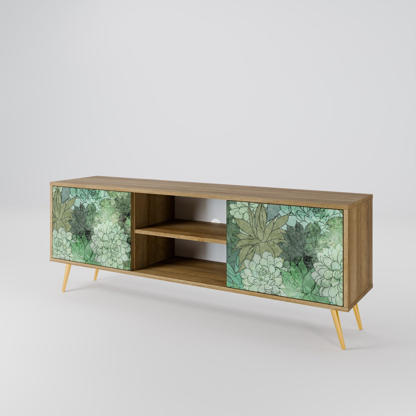 SUCCULENT CLUSTER 2-dörrars TV-bänk i ekeffekt
