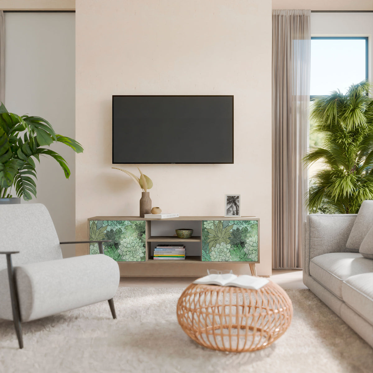 SUCCULENT CLUSTER TV-bänk med två dörrar