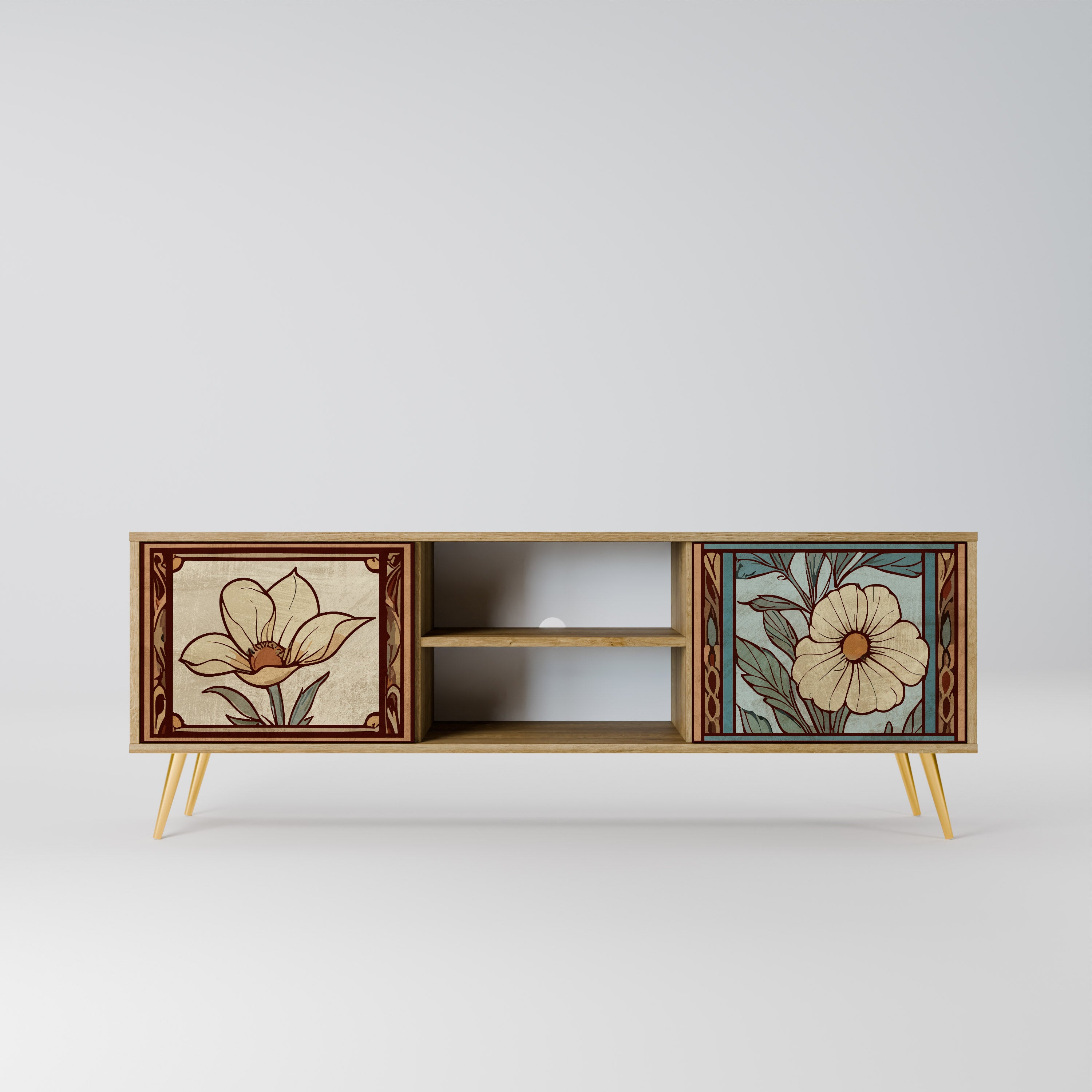 TIDLÖS FLORA 2-dörrars TV-bänk i ekeffekt