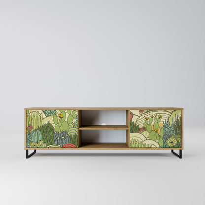 SUCCULENTS KALEIDOSCOPE 2-Door TV Stand in Oak Effect