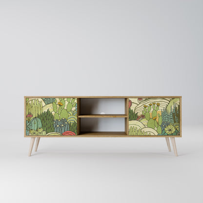 SUCCULENTS KALEIDOSCOPE 2-Door TV Stand in Oak Effect