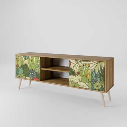 SUCCULENTS KALEIDOSCOPE 2-Door TV Stand in Oak Effect