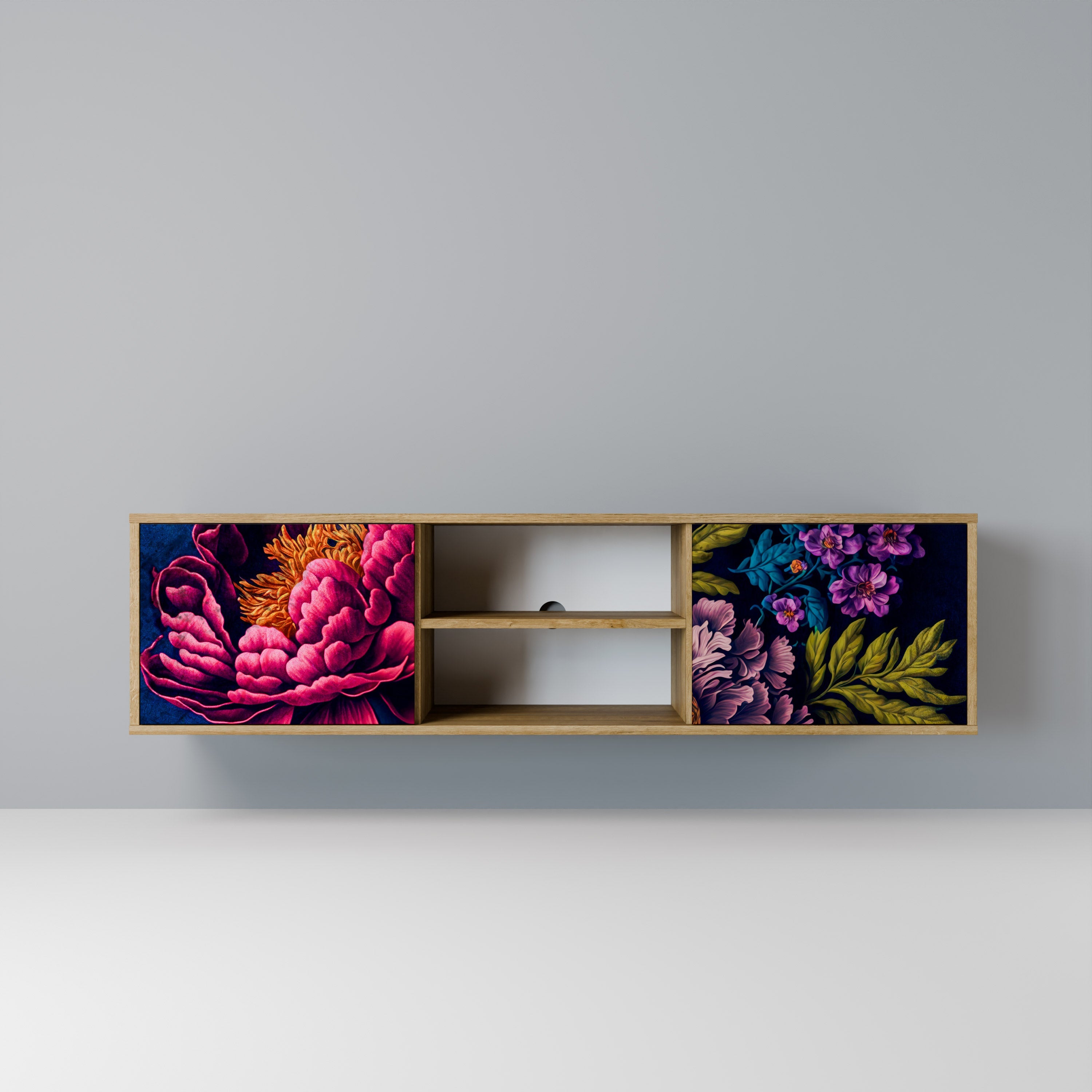 BLOOMING ELEGANCE 2-dörrars TV-bänk i ekeffekt