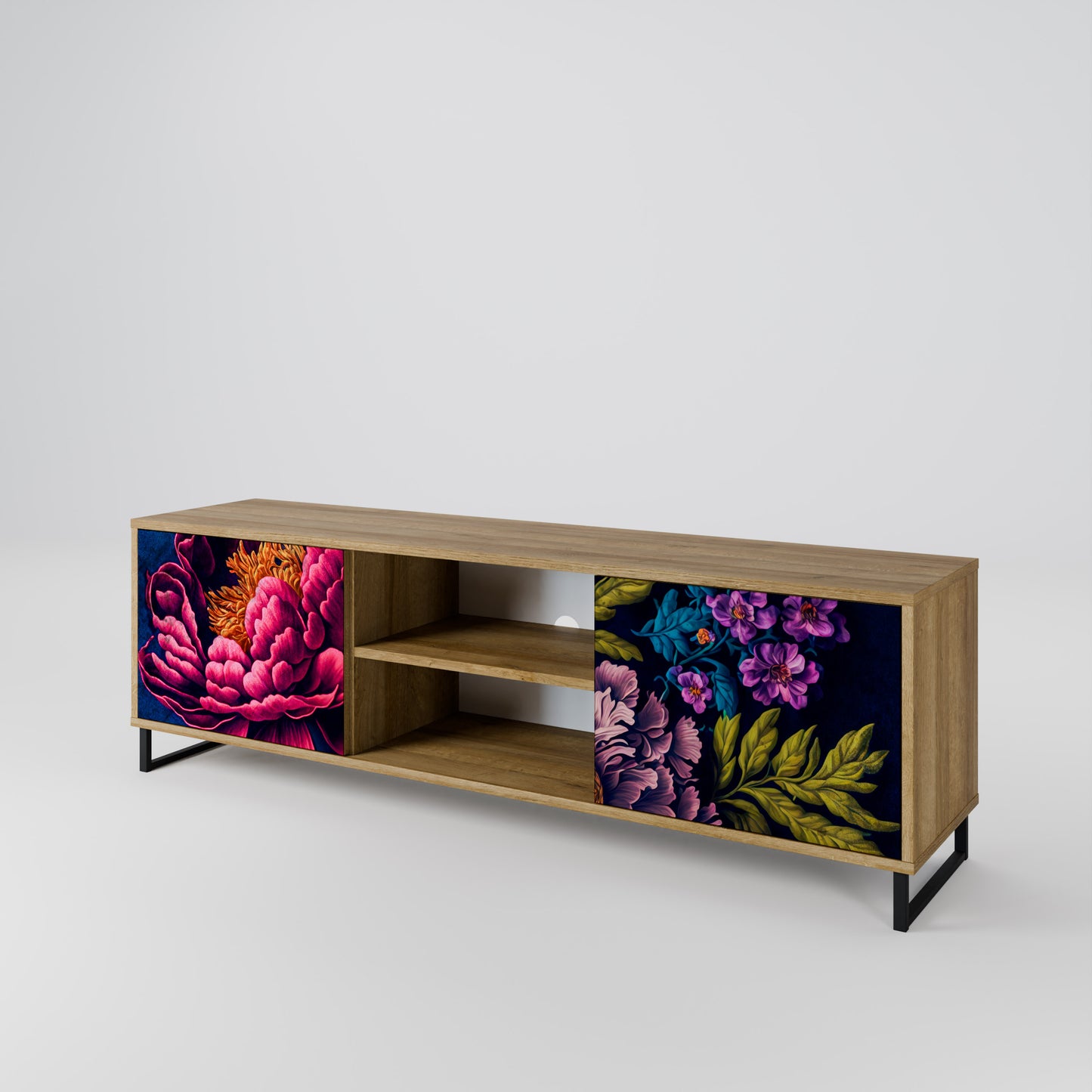 BLOOMING ELEGANCE 2-dörrars TV-bänk i ekeffekt