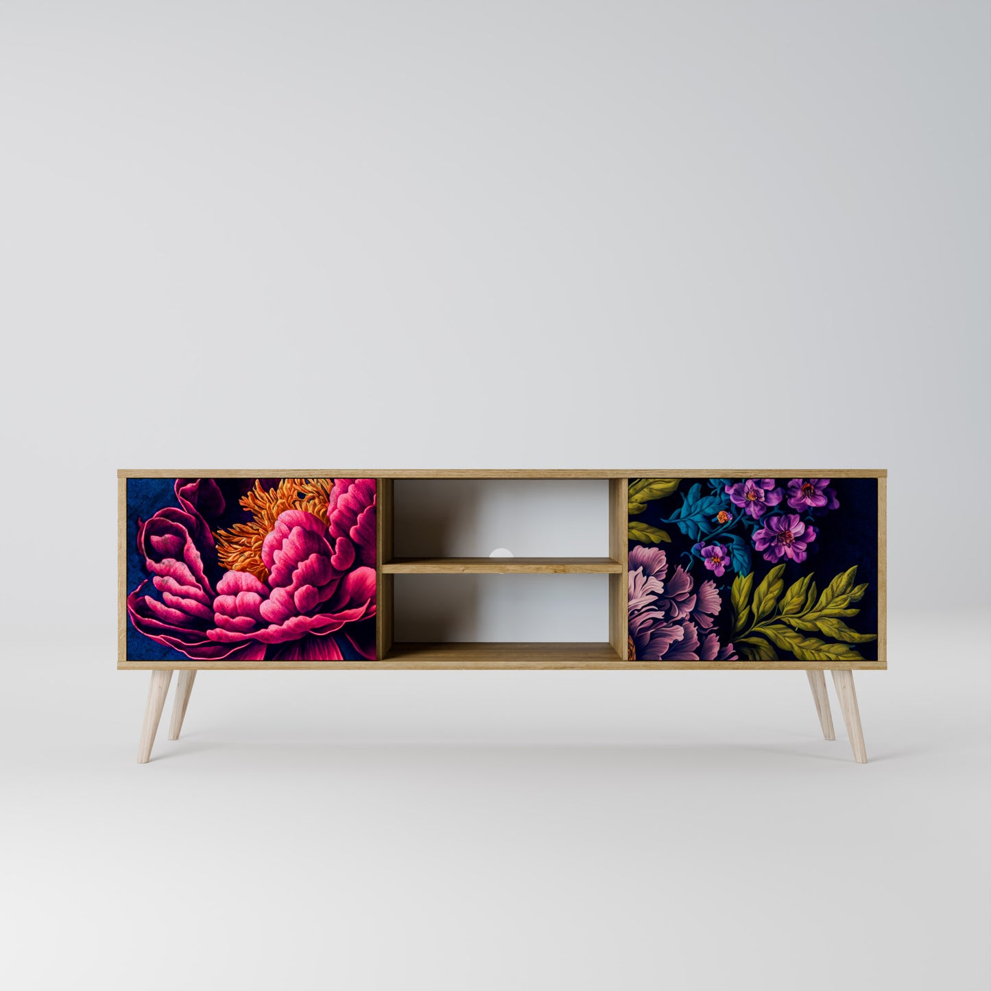 BLOOMING ELEGANCE 2-dörrars TV-bänk i ekeffekt