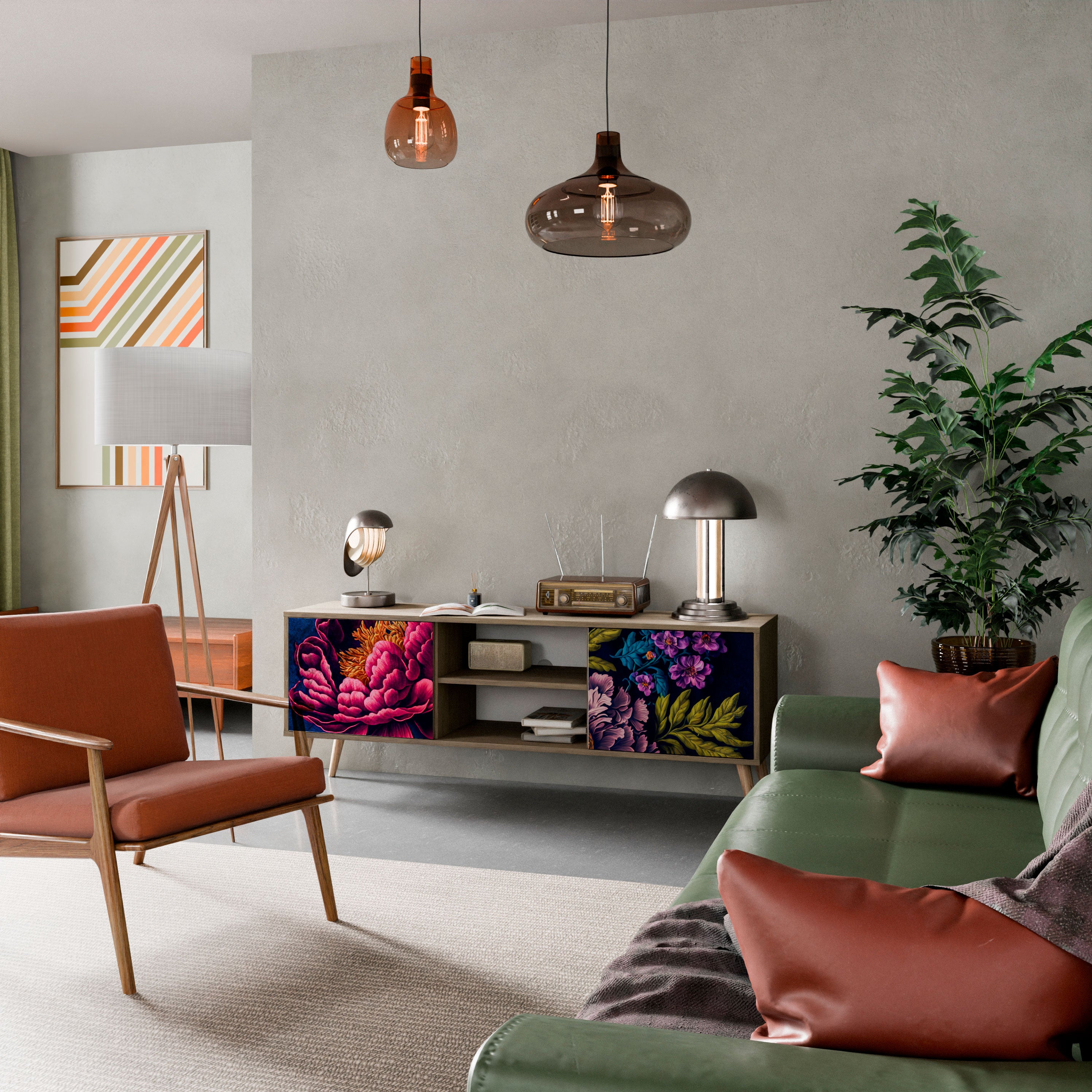 BLOOMING ELEGANCE 2-dörrars TV-bänk i ekeffekt