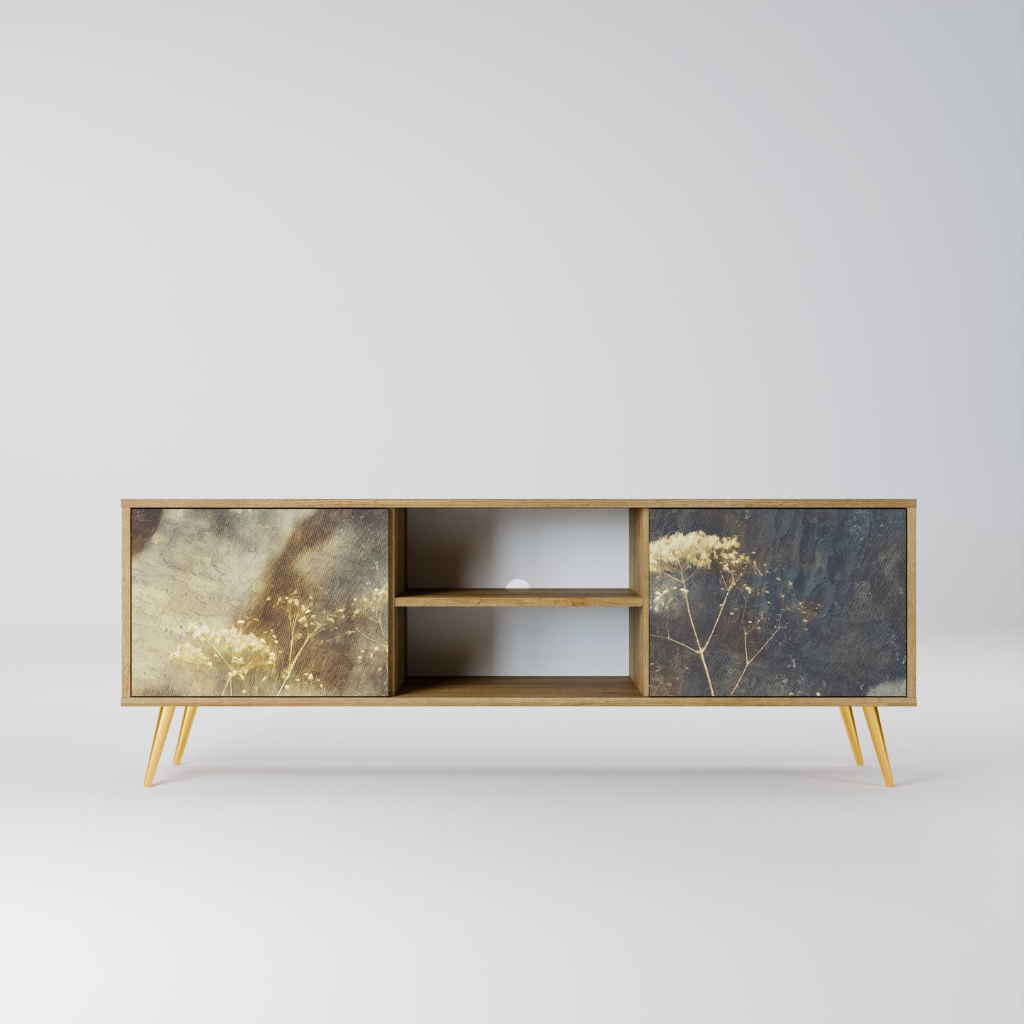 GENTLE POWER 2-Door TV Stand in Oak Effect