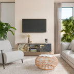 GENTLE POWER 2-Door TV Stand in Oak Effect