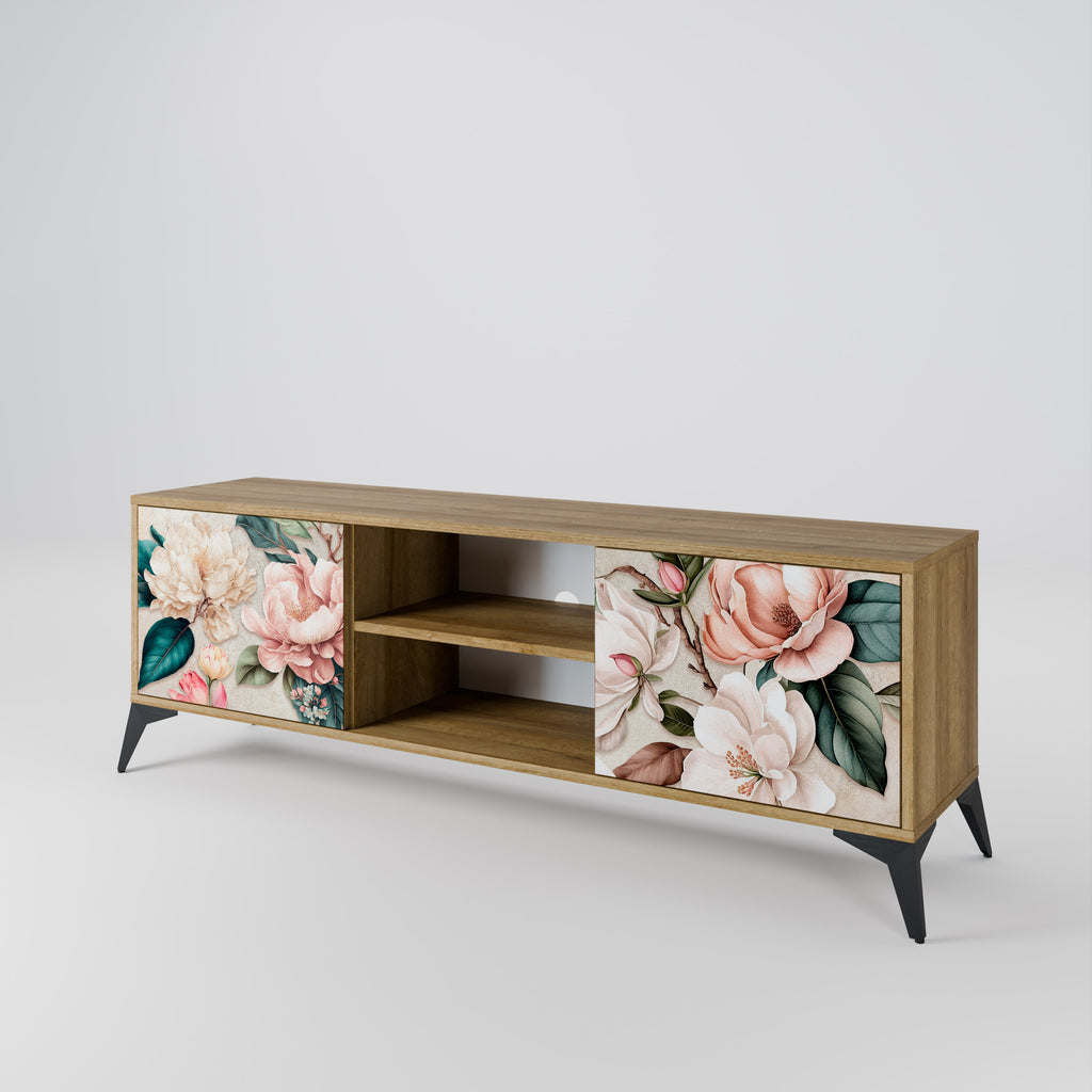 FLORAL GRACE 2-dörrars TV-bänk i ekeffekt