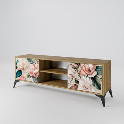 FLORAL GRACE 2-Door TV Stand in Oak Effect
