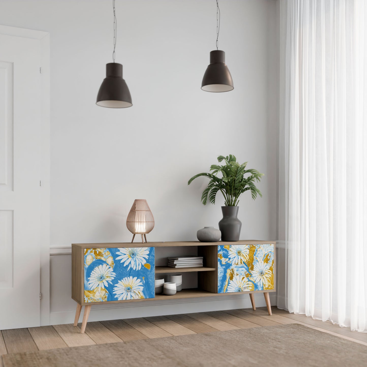 DAISY LUXE 2-dörrars TV-bänk i ekeffekt