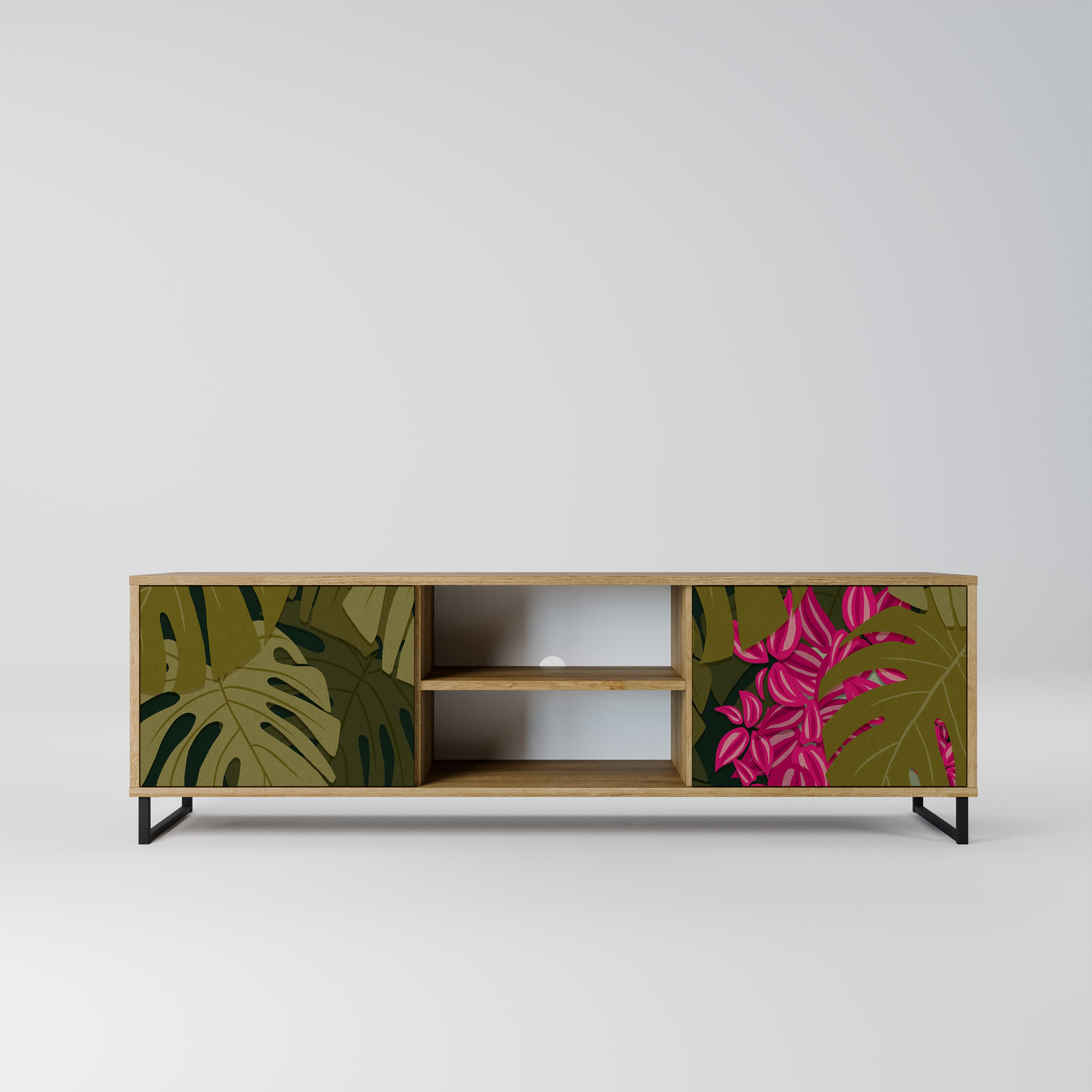 TROPICAL BEAUTY 2-dörrars TV-bänk i ekeffekt