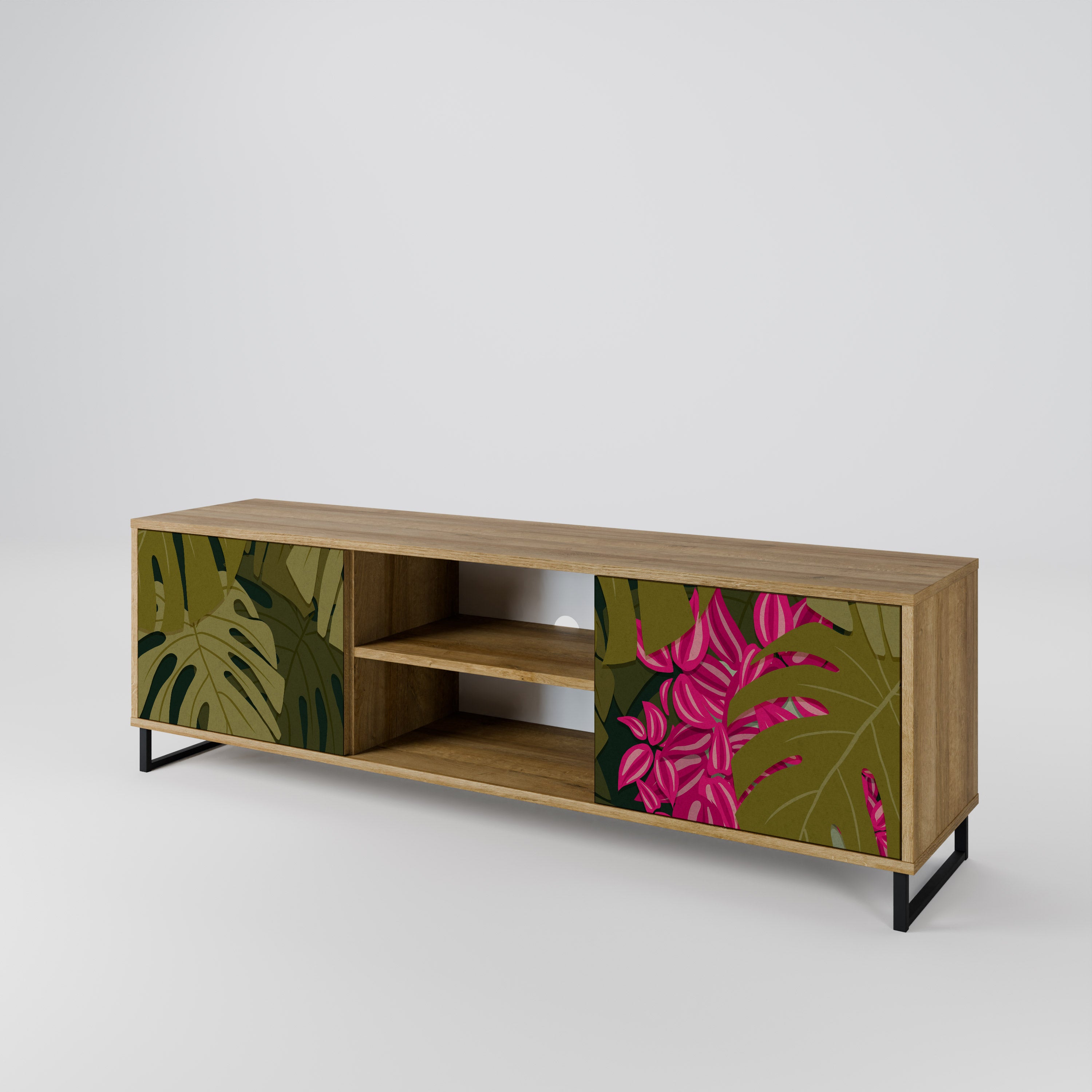 TROPICAL BEAUTY 2-dörrars TV-bänk i ekeffekt