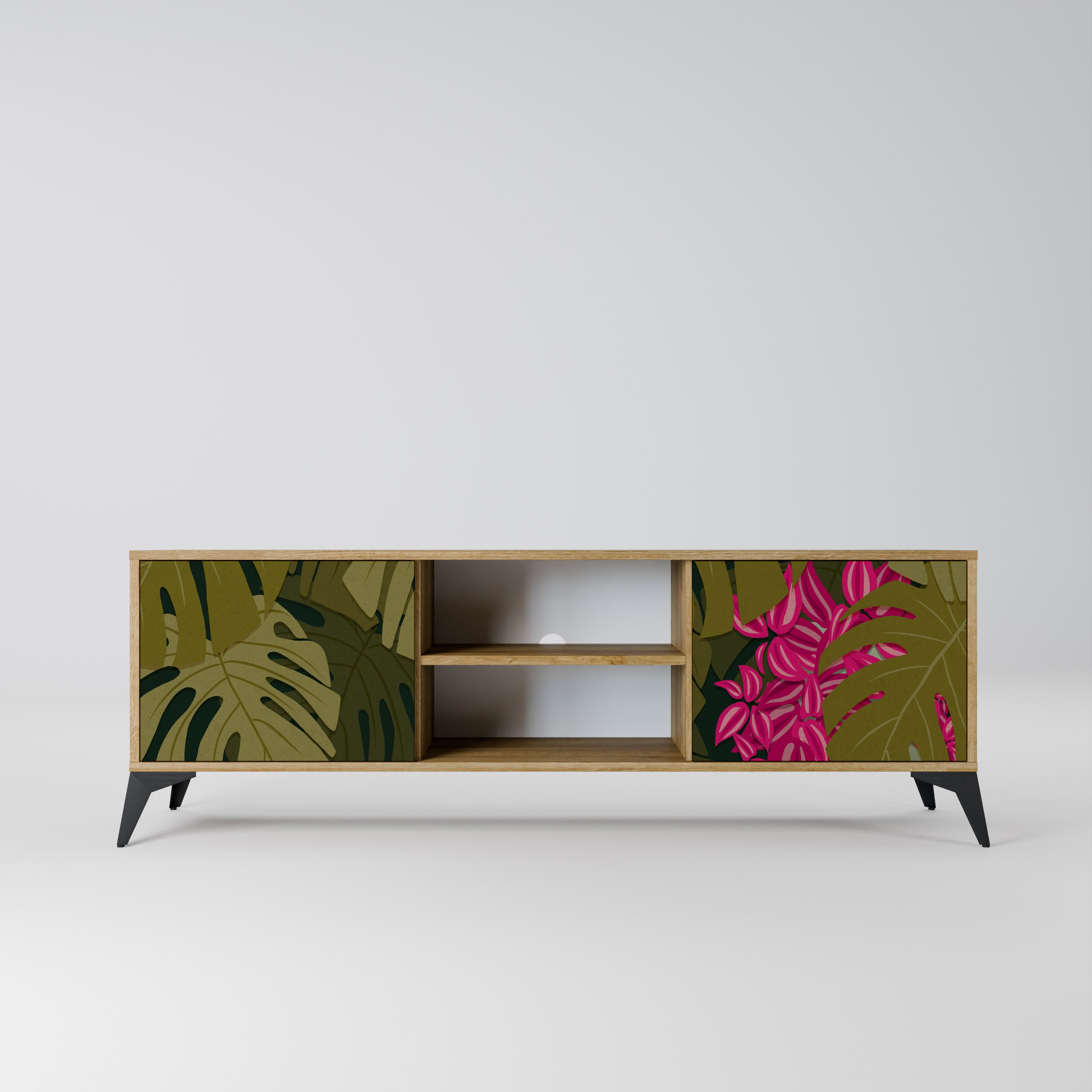 TROPICAL BEAUTY 2-dörrars TV-bänk i ekeffekt