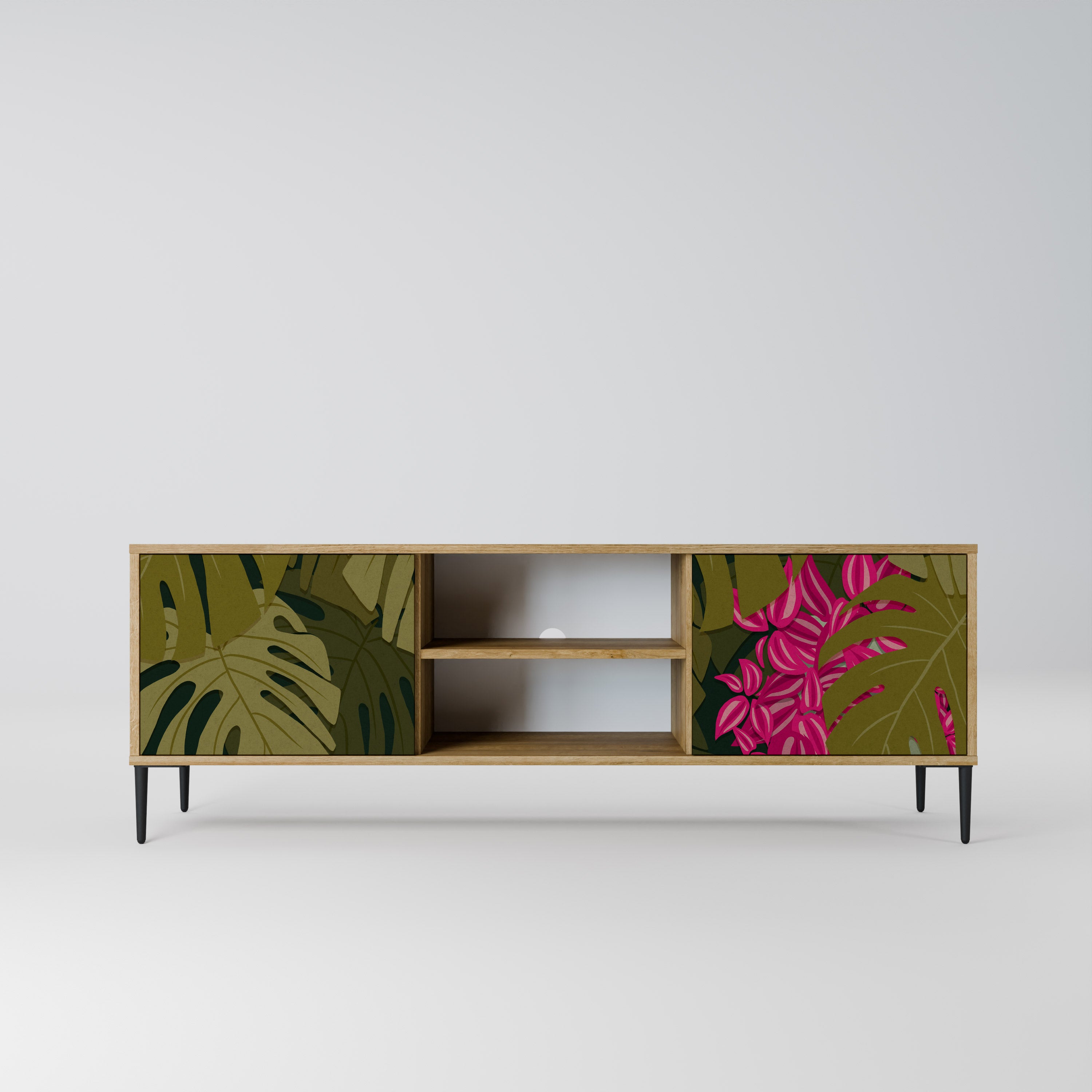 TROPICAL BEAUTY 2-dörrars TV-bänk i ekeffekt