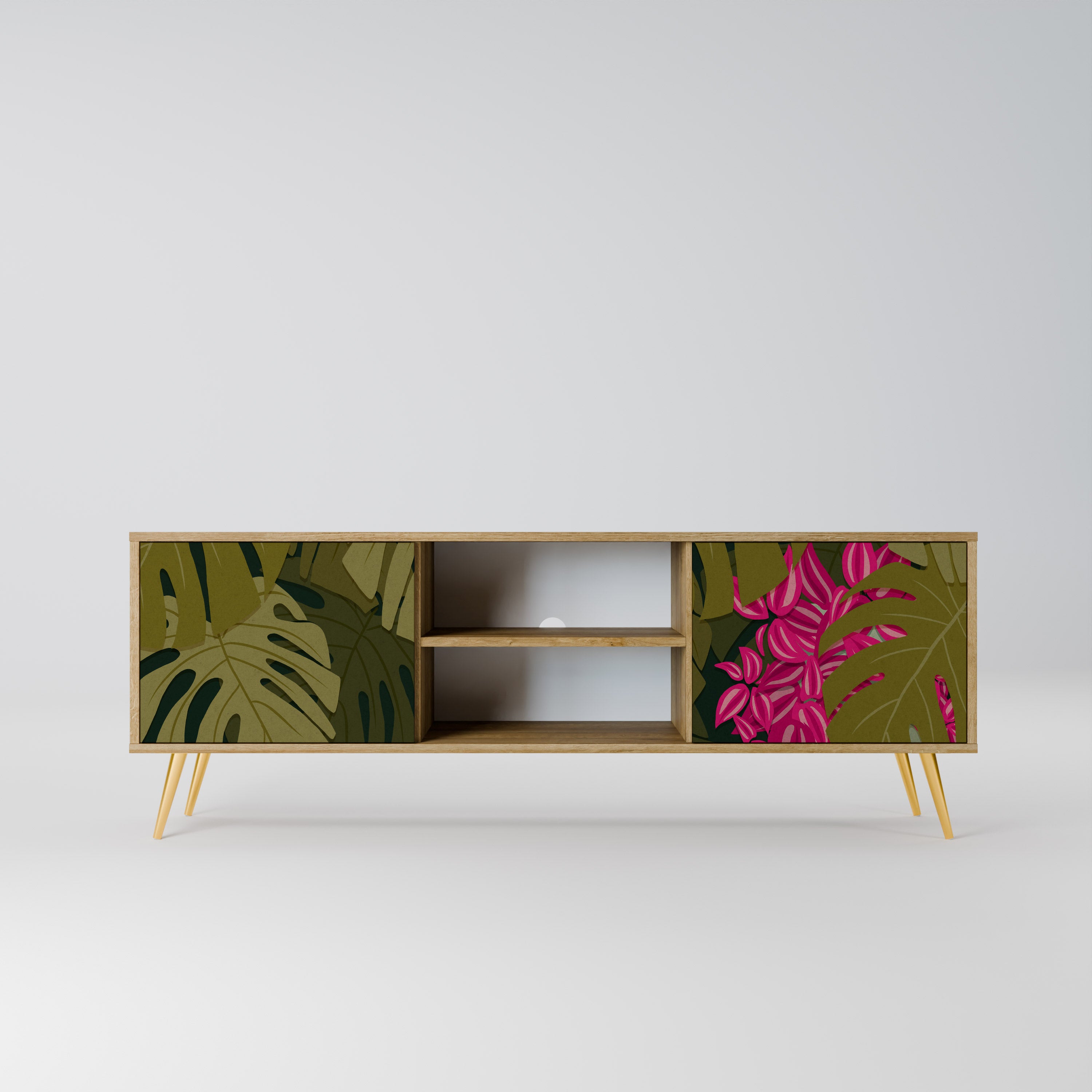 TROPICAL BEAUTY 2-dörrars TV-bänk i ekeffekt