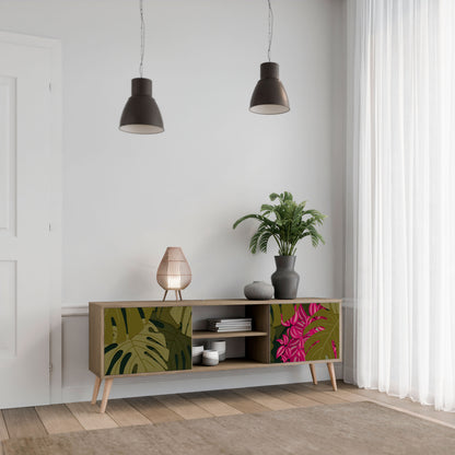TROPICAL BEAUTY 2-Door TV Stand in Oak Effect
