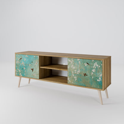 BLOOMING CHARM 2-Door TV Stand in Oak Effect