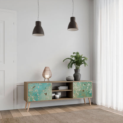 BLOOMING CHARM 2-Door TV Stand in Oak Effect