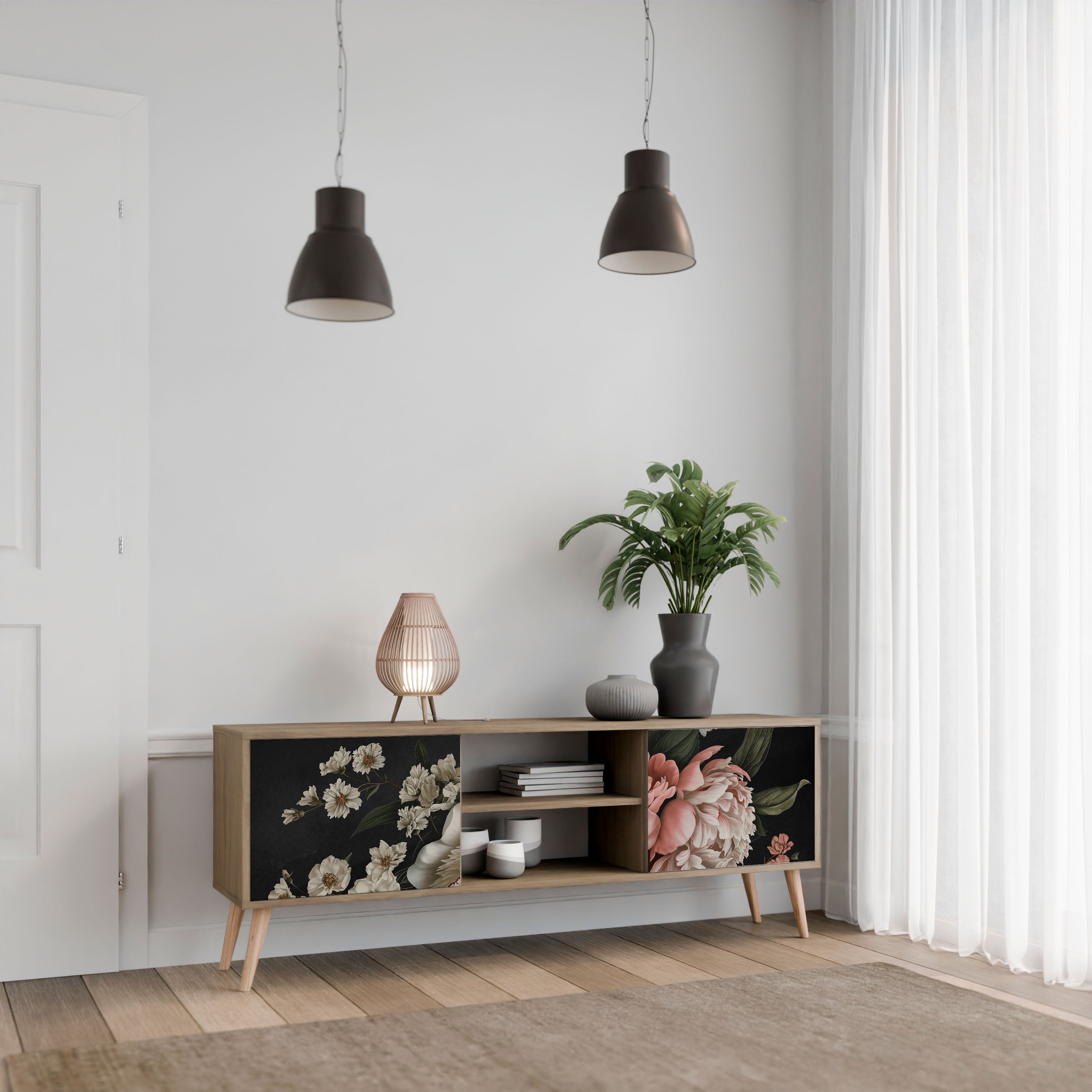 LUSH ELEGANCE 2-dörrars TV-bänk i ekeffekt