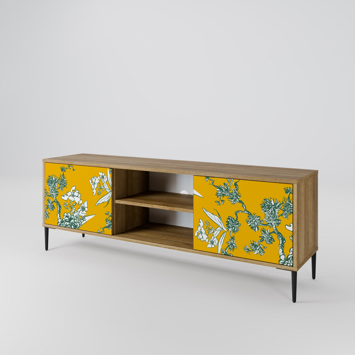 YELLOW CHINOISERIE TV-bänk med två dörrar