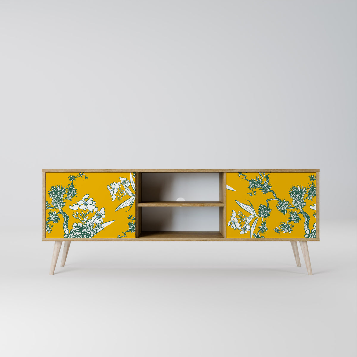 YELLOW CHINOISERIE TV-bänk med två dörrar