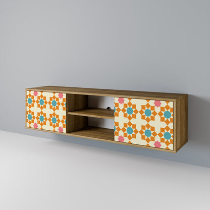 FLORAL DECOR 2-Door TV Stand in Oak Effect