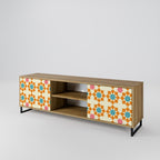 FLORAL DECOR 2-Door TV Stand in Oak Effect