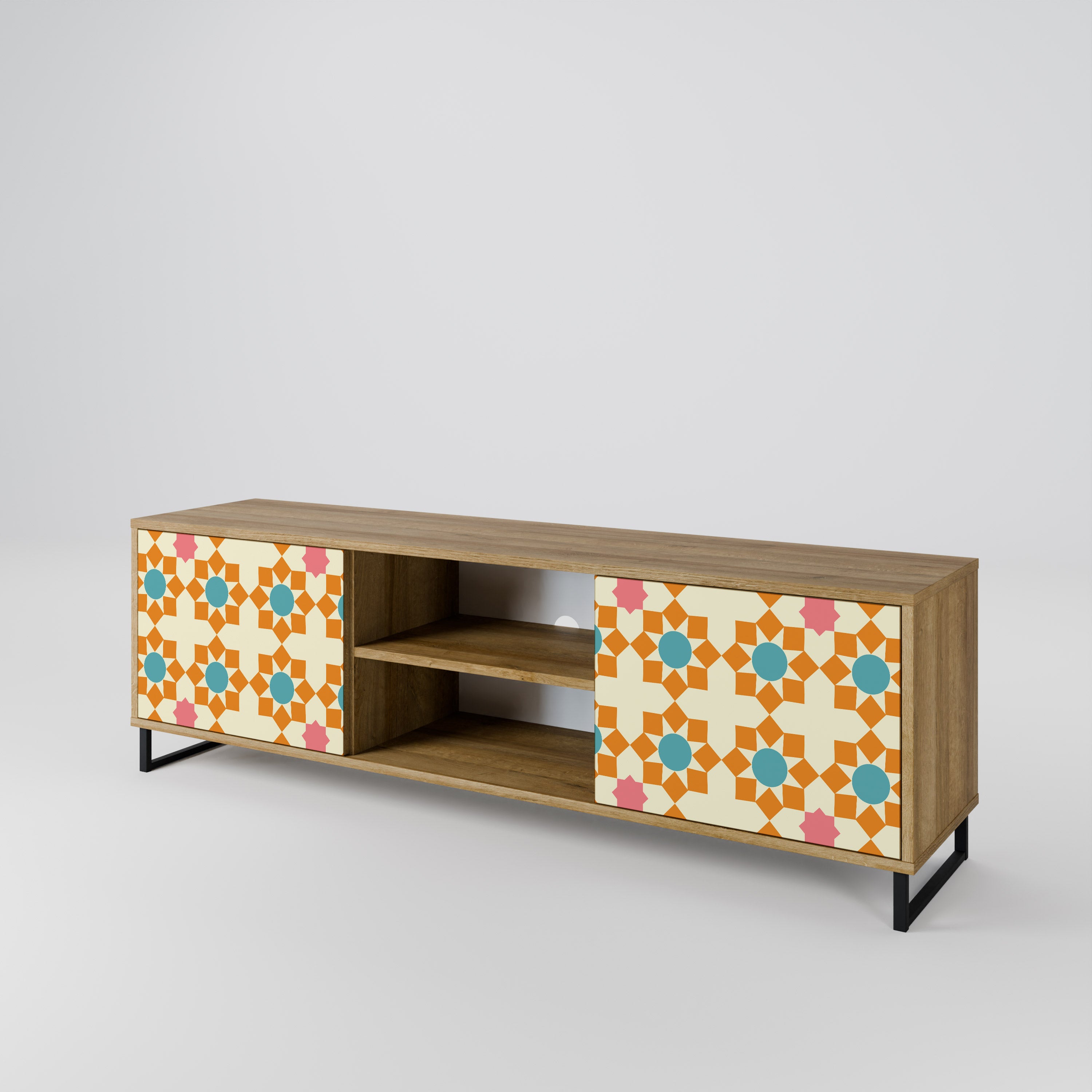 BLOMMAD DECOR 2-dörrars TV-bänk i ekeffekt