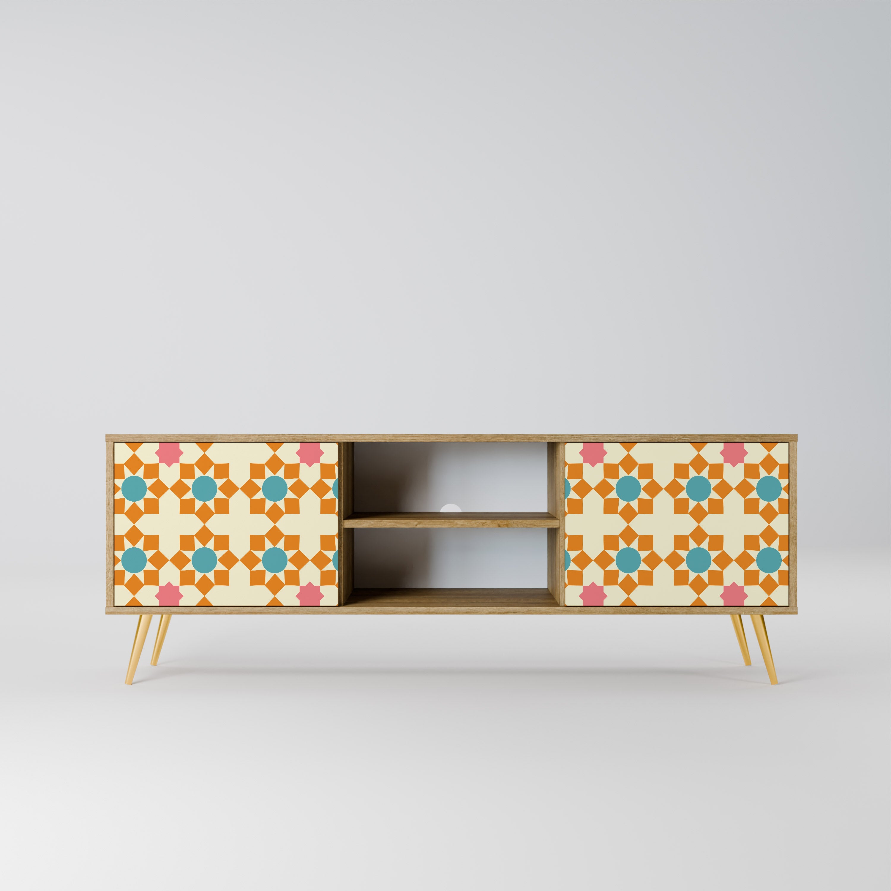 BLOMMAD DECOR 2-dörrars TV-bänk i ekeffekt