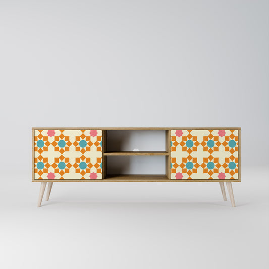 FLORAL DECOR 2-Door TV Stand in Oak Effect
