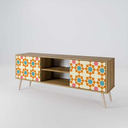 FLORAL DECOR 2-Door TV Stand in Oak Effect
